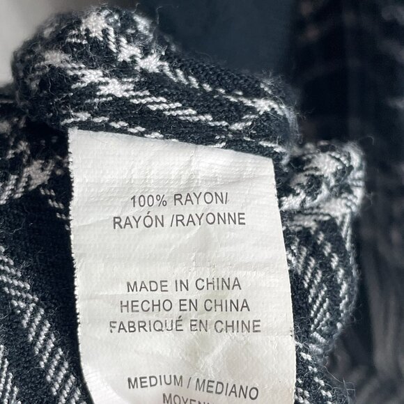 Rails Womens Medium Plaid Long Sleeve Button Up Shirt Black White Flannel Top - Picture 4 of 7